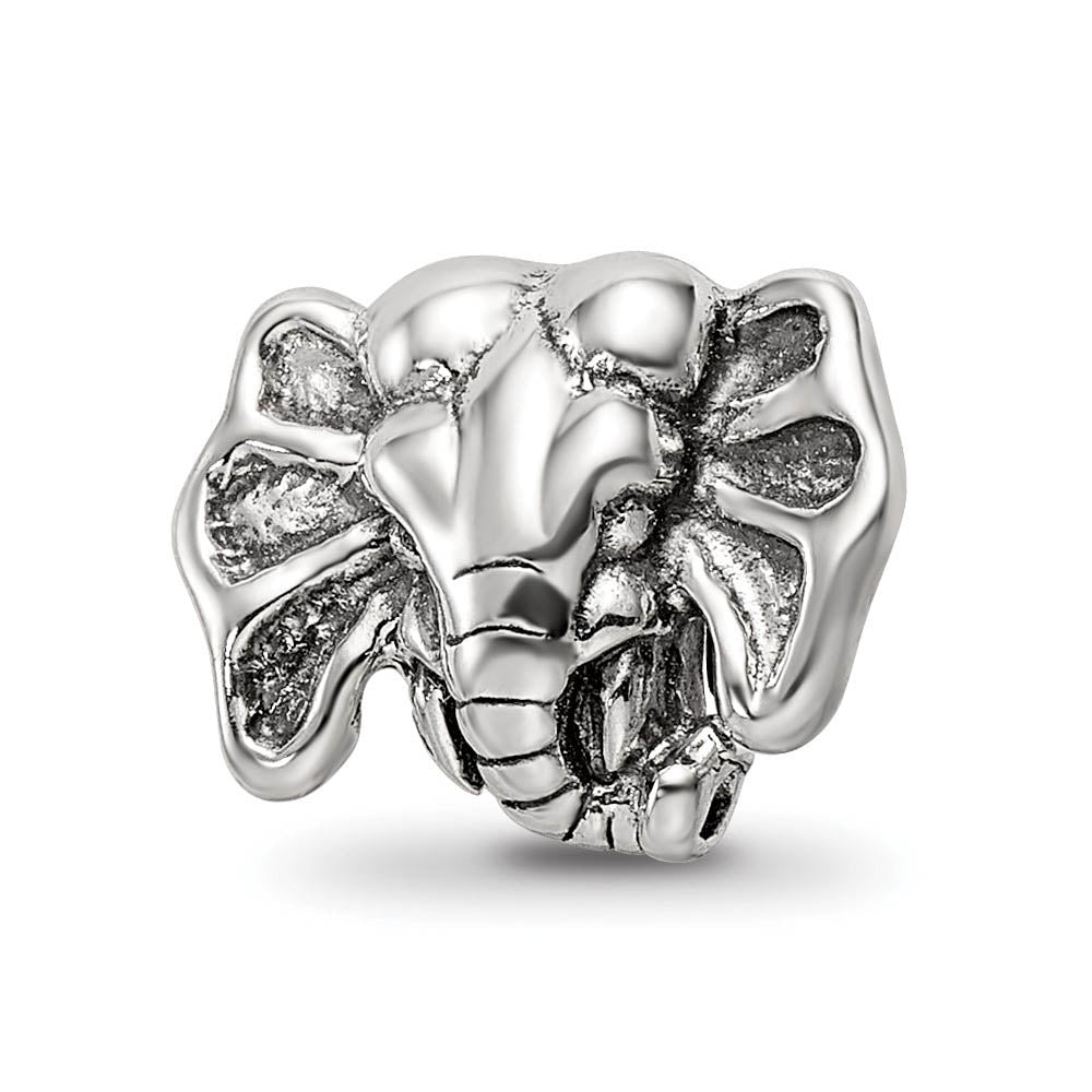 Sterling Silver Elephant Head Bead Charm, Item B8862 by The Black Bow Jewelry Co.