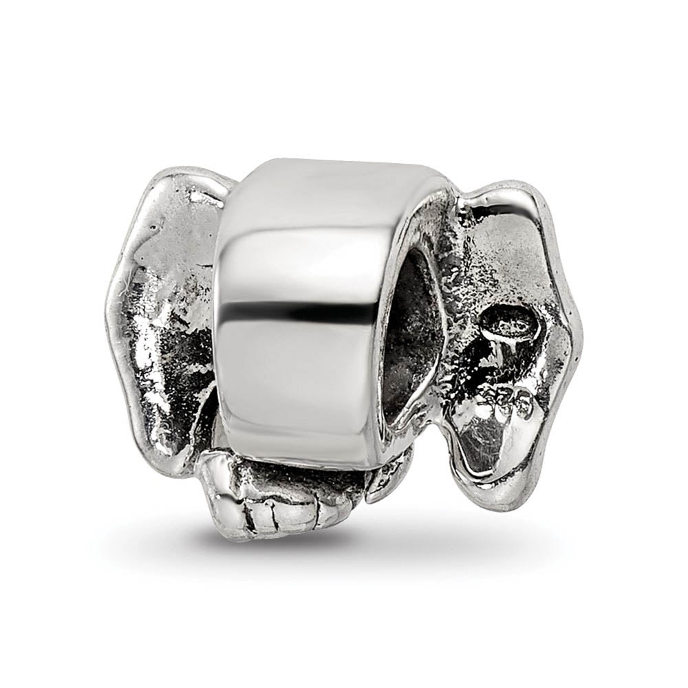 Alternate view of the Sterling Silver Elephant Head Bead Charm by The Black Bow Jewelry Co.