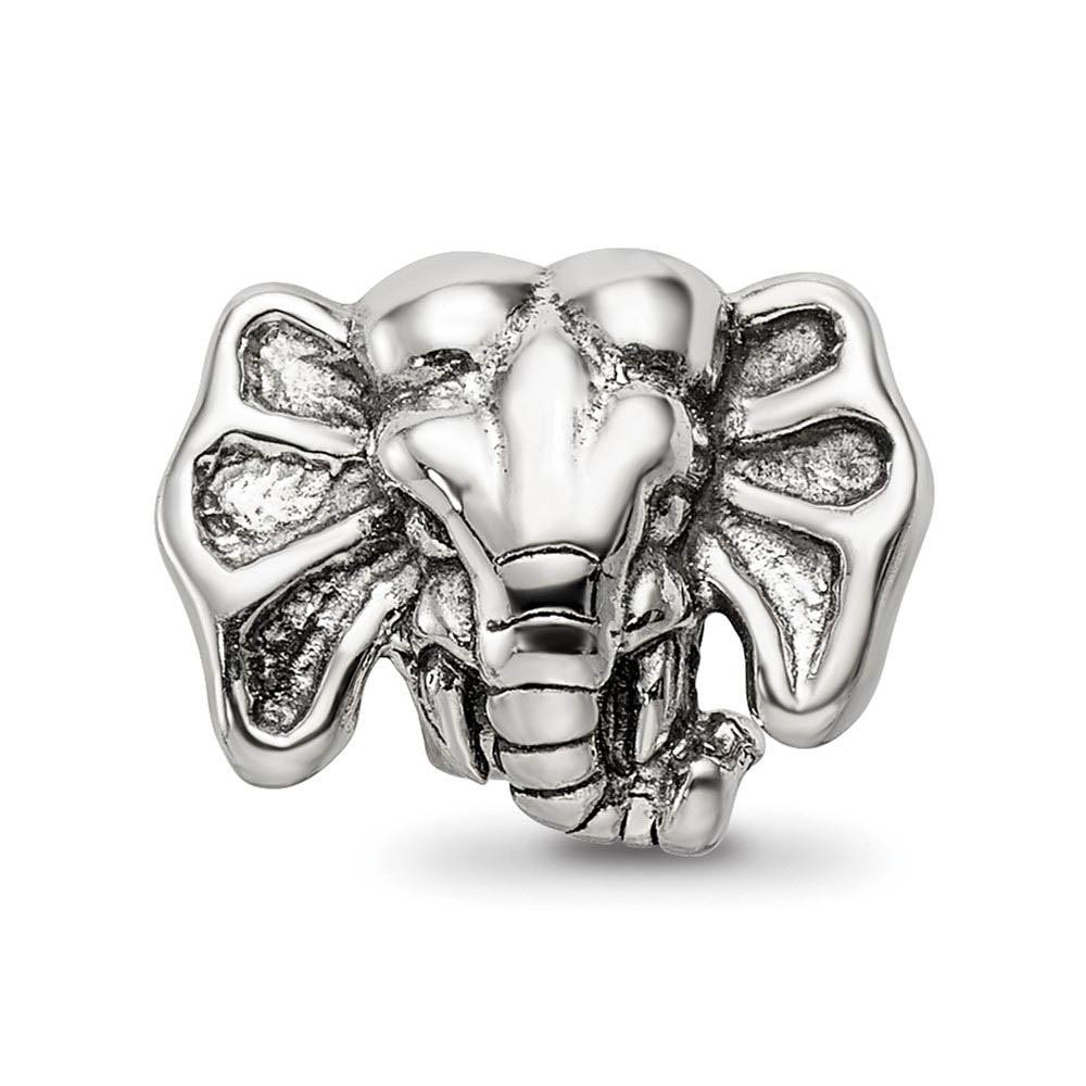 Alternate view of the Sterling Silver Elephant Head Bead Charm by The Black Bow Jewelry Co.