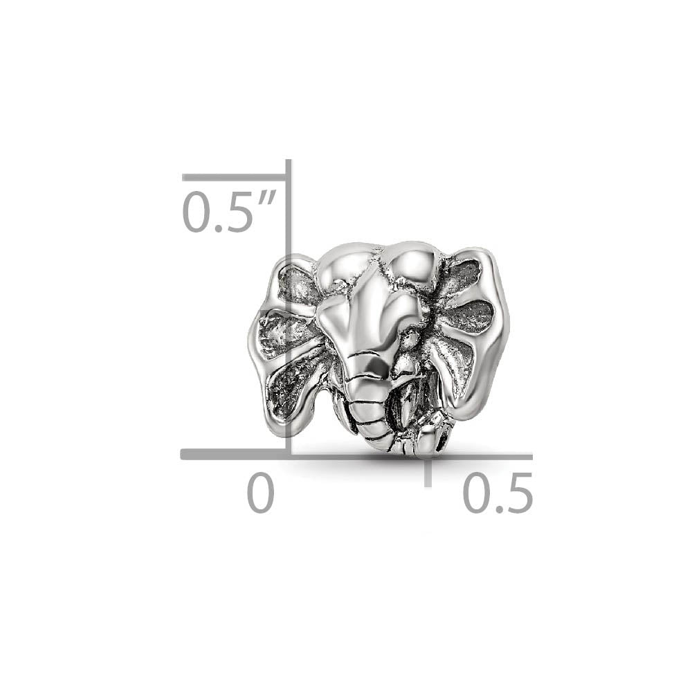 Alternate view of the Sterling Silver Elephant Head Bead Charm by The Black Bow Jewelry Co.