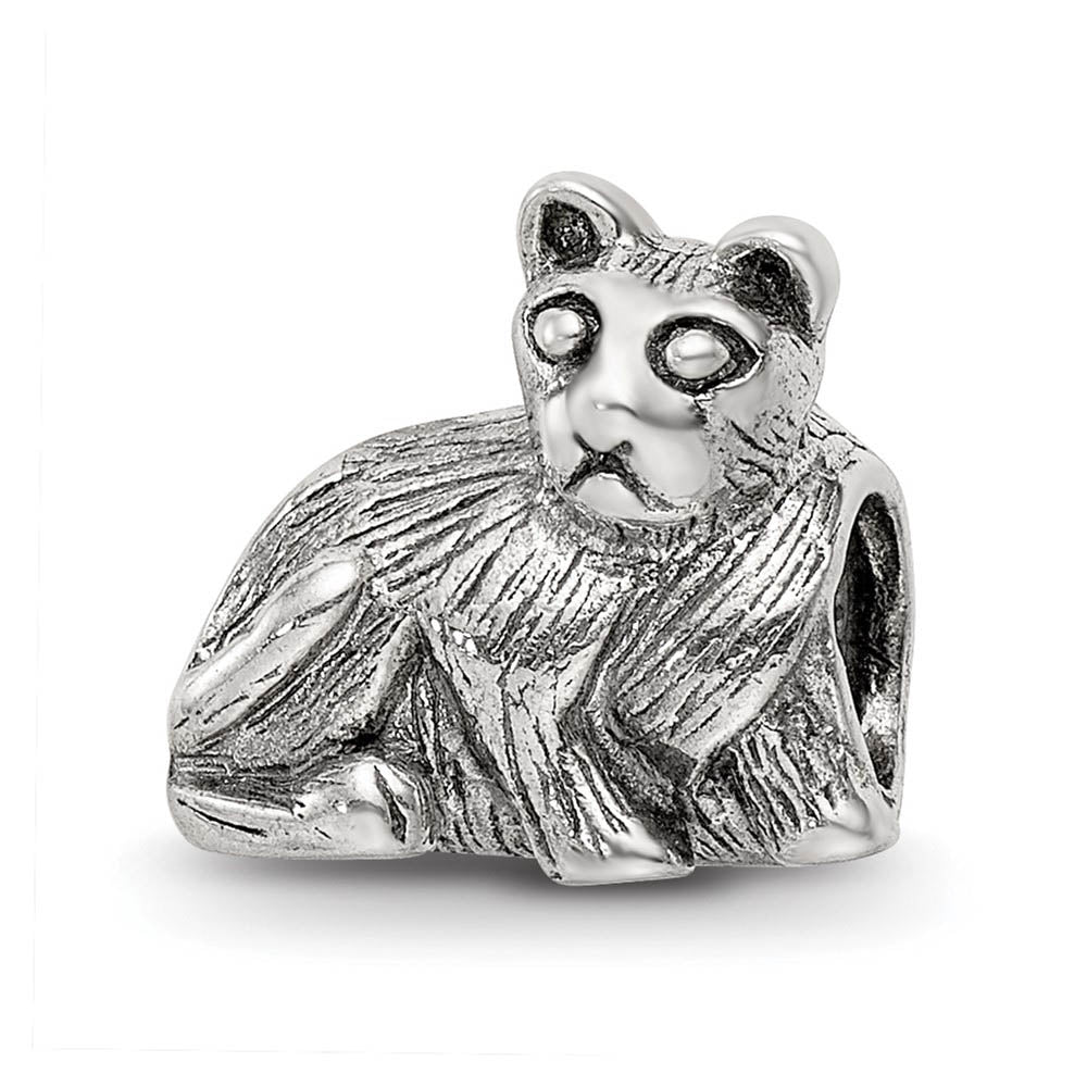 Sterling Silver Cat Ready to Pounce Bead Charm, Item B8863 by The Black Bow Jewelry Co.