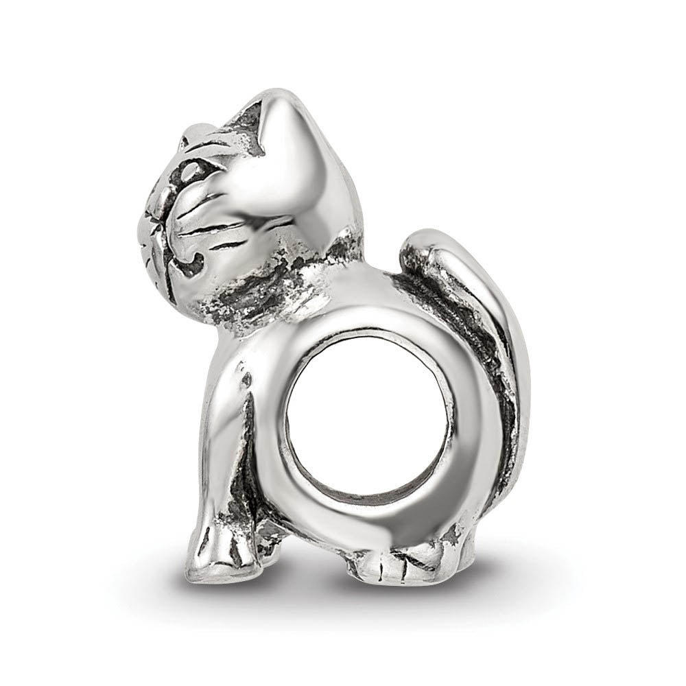 Alternate view of the Sterling Silver Cute Kitten Bead Charm by The Black Bow Jewelry Co.