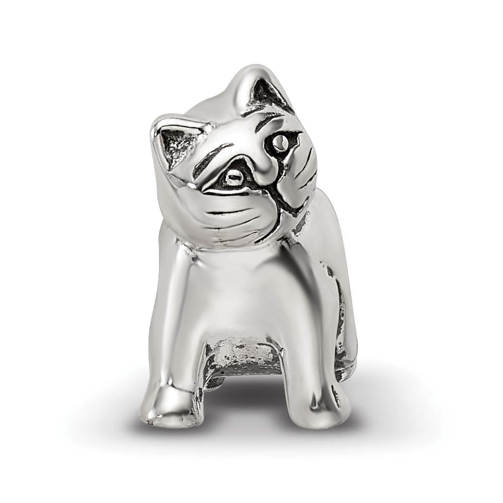 Alternate view of the Sterling Silver Cute Kitten Bead Charm by The Black Bow Jewelry Co.