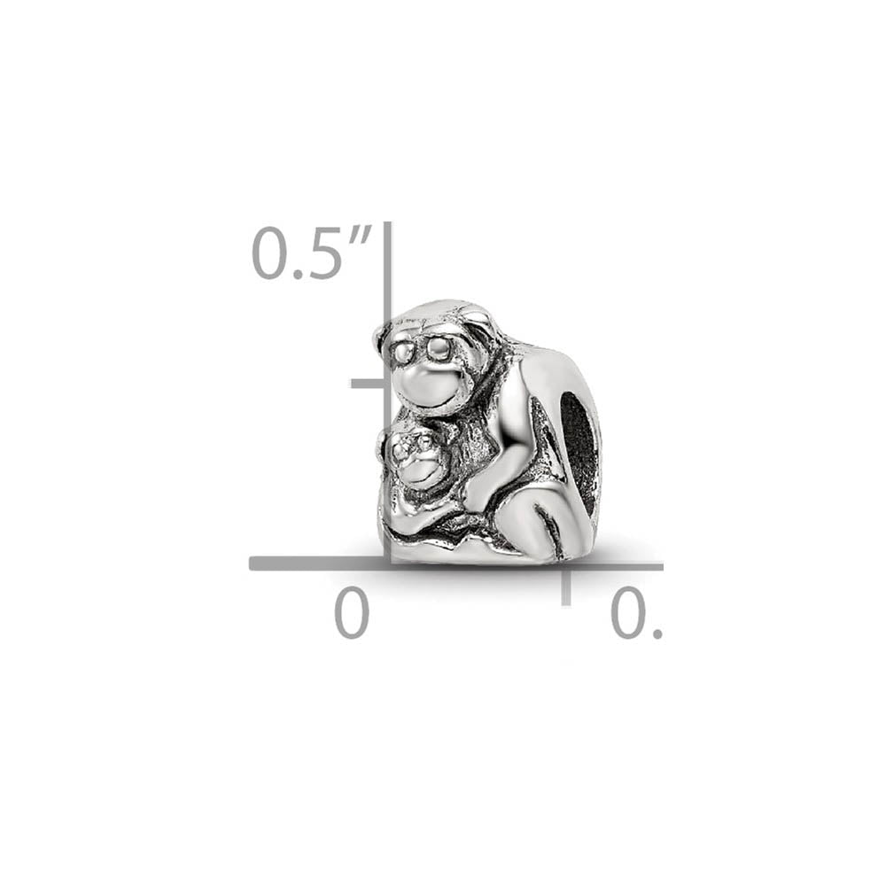 Alternate view of the Sterling Silver Monkey and Baby Bead Charm by The Black Bow Jewelry Co.