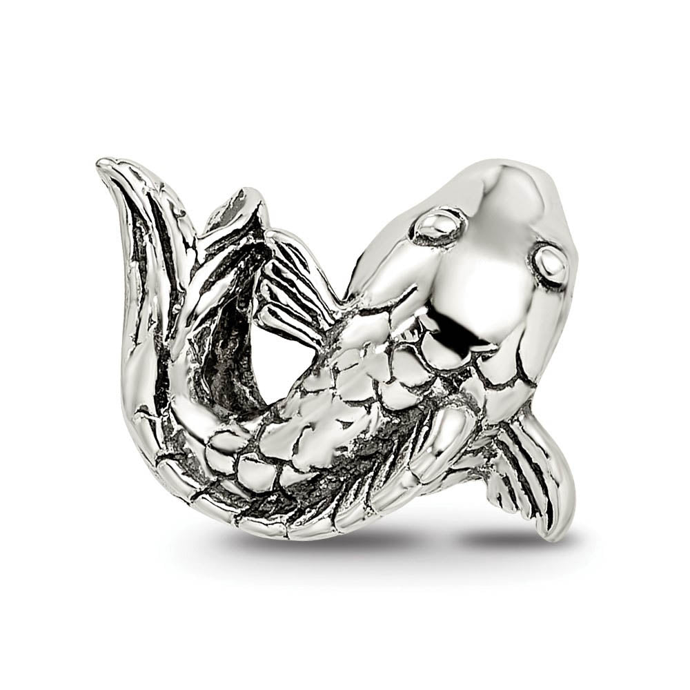 Alternate view of the Sterling Silver Swimming Fish Bead Charm by The Black Bow Jewelry Co.