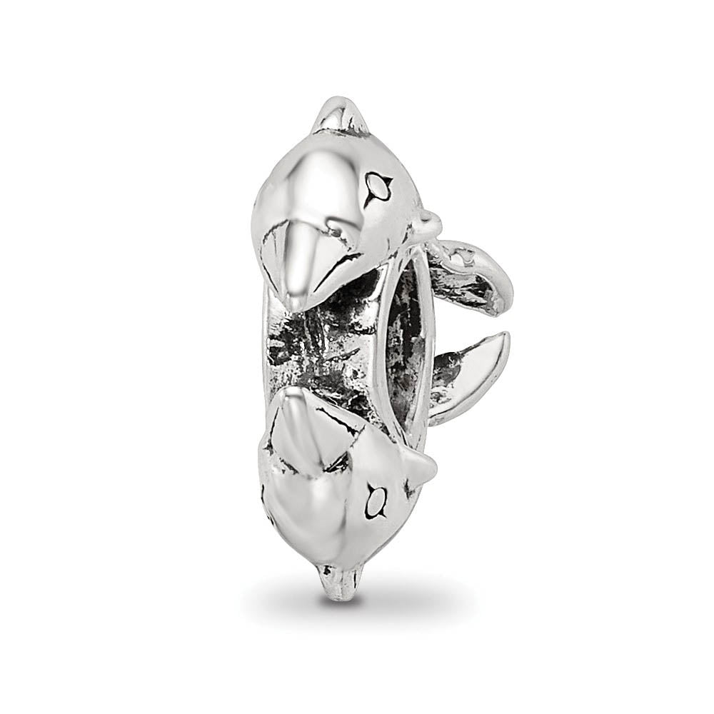 Sterling Silver Dolphins Bead Charm, Item B8872 by The Black Bow Jewelry Co.