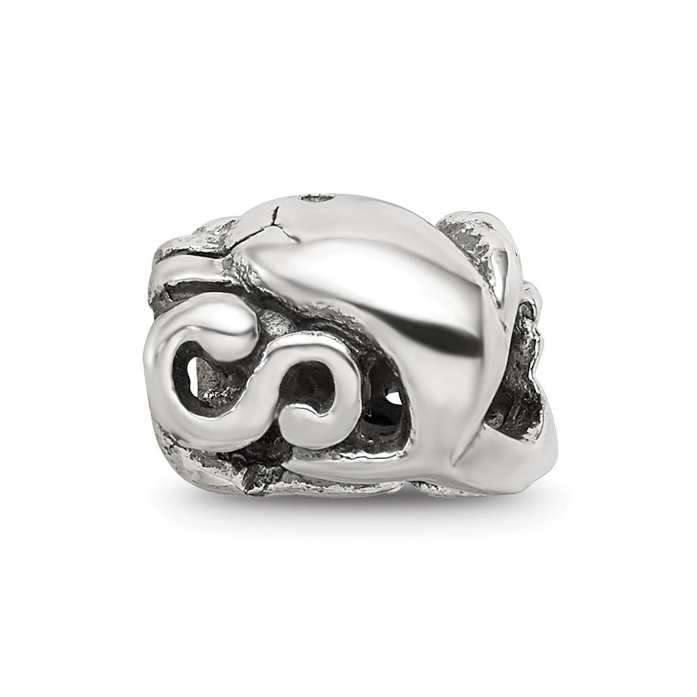 Alternate view of the Sterling Silver High Polished Dolphin Bead Charm by The Black Bow Jewelry Co.
