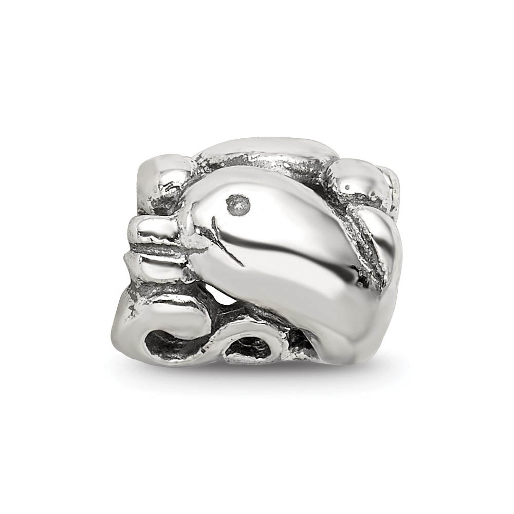 Alternate view of the Sterling Silver High Polished Dolphin Bead Charm by The Black Bow Jewelry Co.
