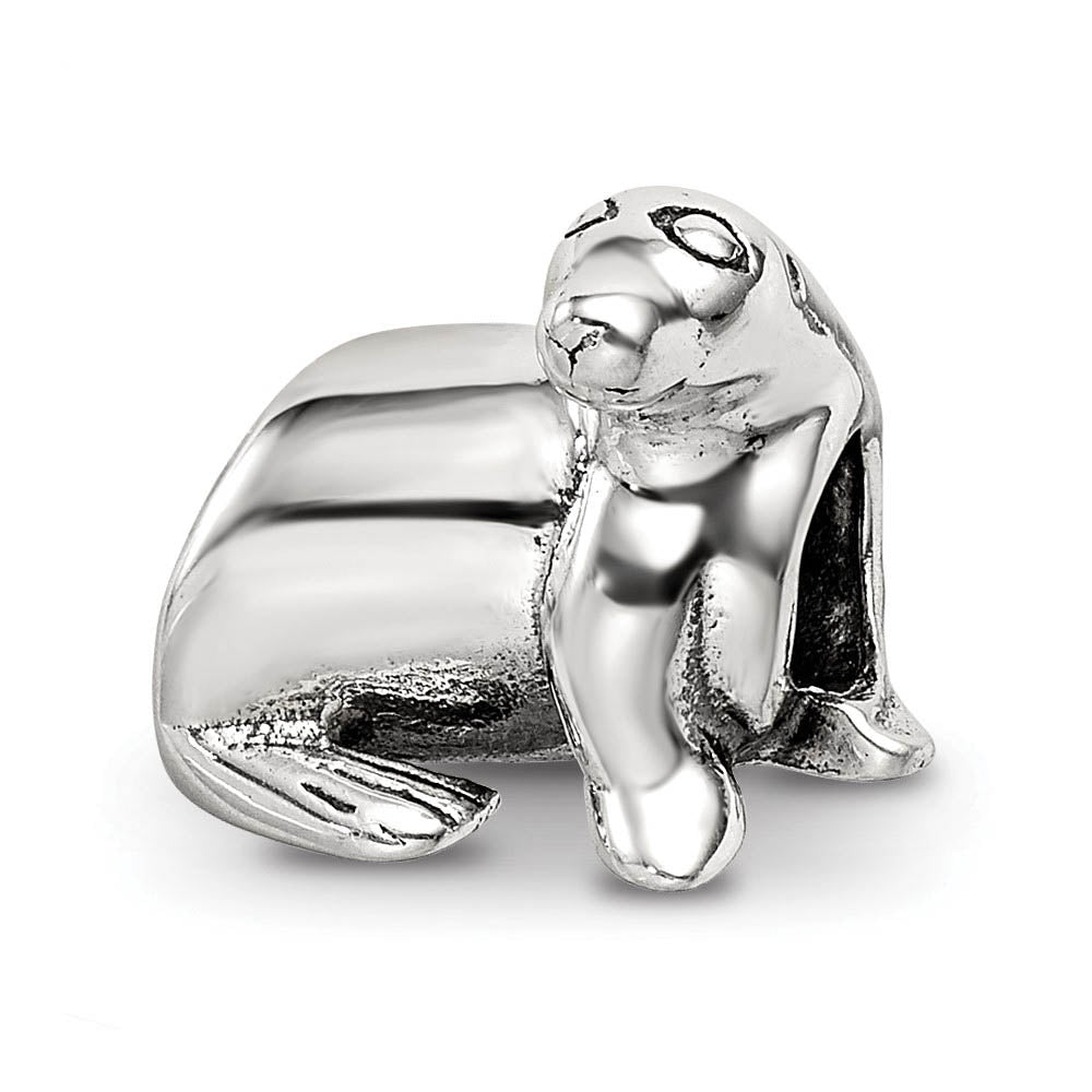 Sterling Silver Sea Lion Bead Charm, Item B8874 by The Black Bow Jewelry Co.