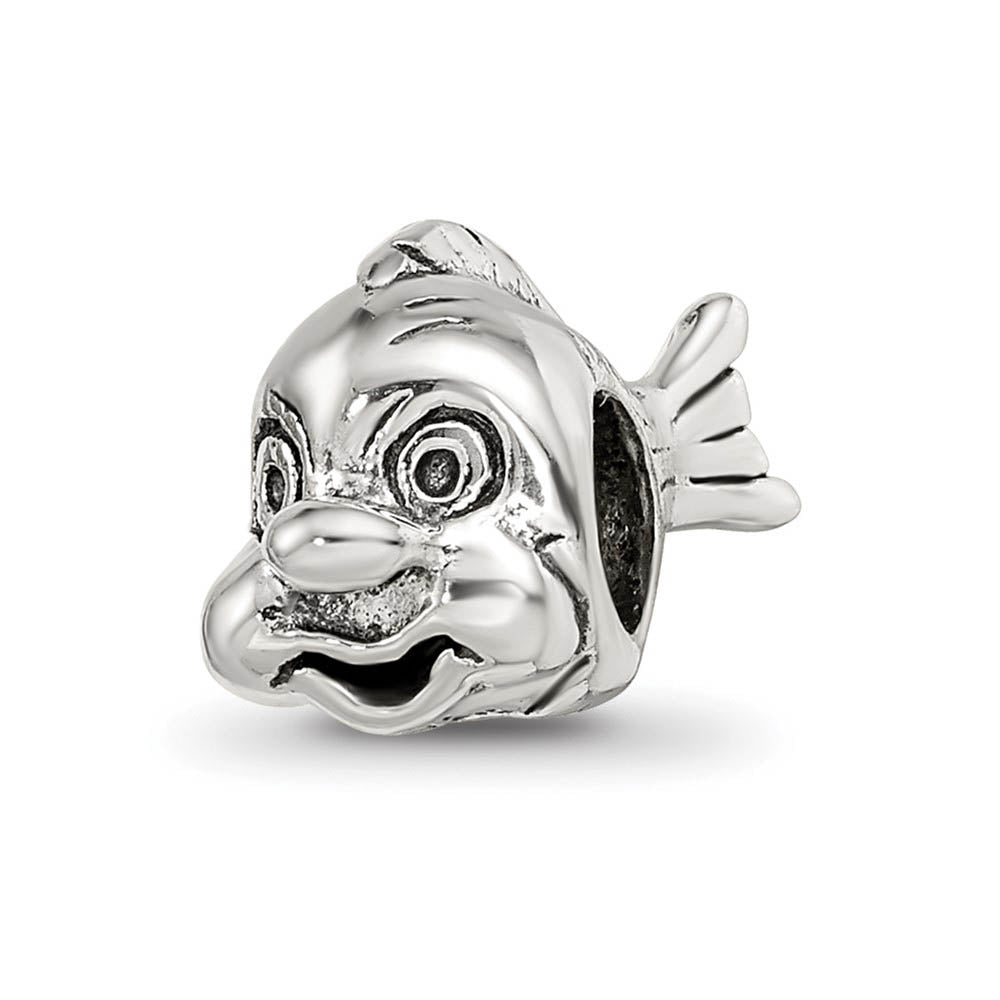 Sterling Silver Animated Fish Bead Charm, Item B8875 by The Black Bow Jewelry Co.