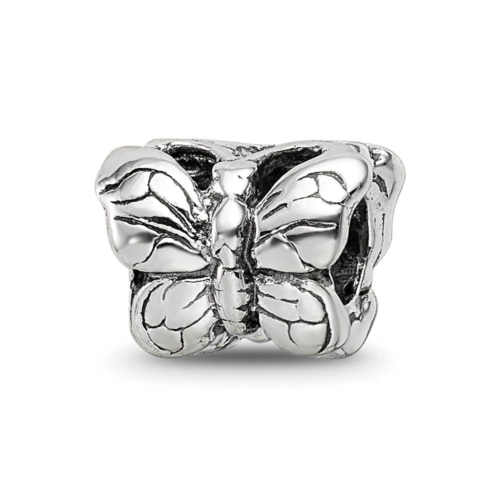 Sterling Silver Polished Butterfly Bead Charm, Item B8878 by The Black Bow Jewelry Co.