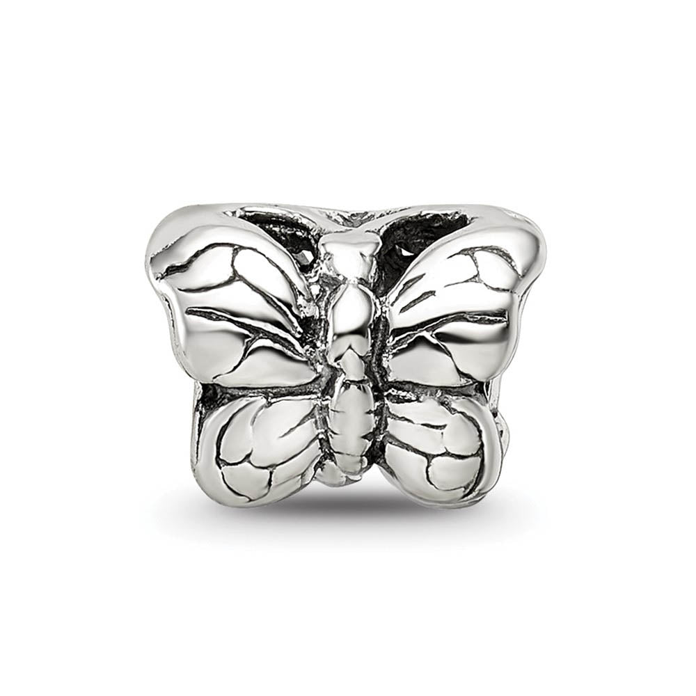 Alternate view of the Sterling Silver Polished Butterfly Bead Charm by The Black Bow Jewelry Co.