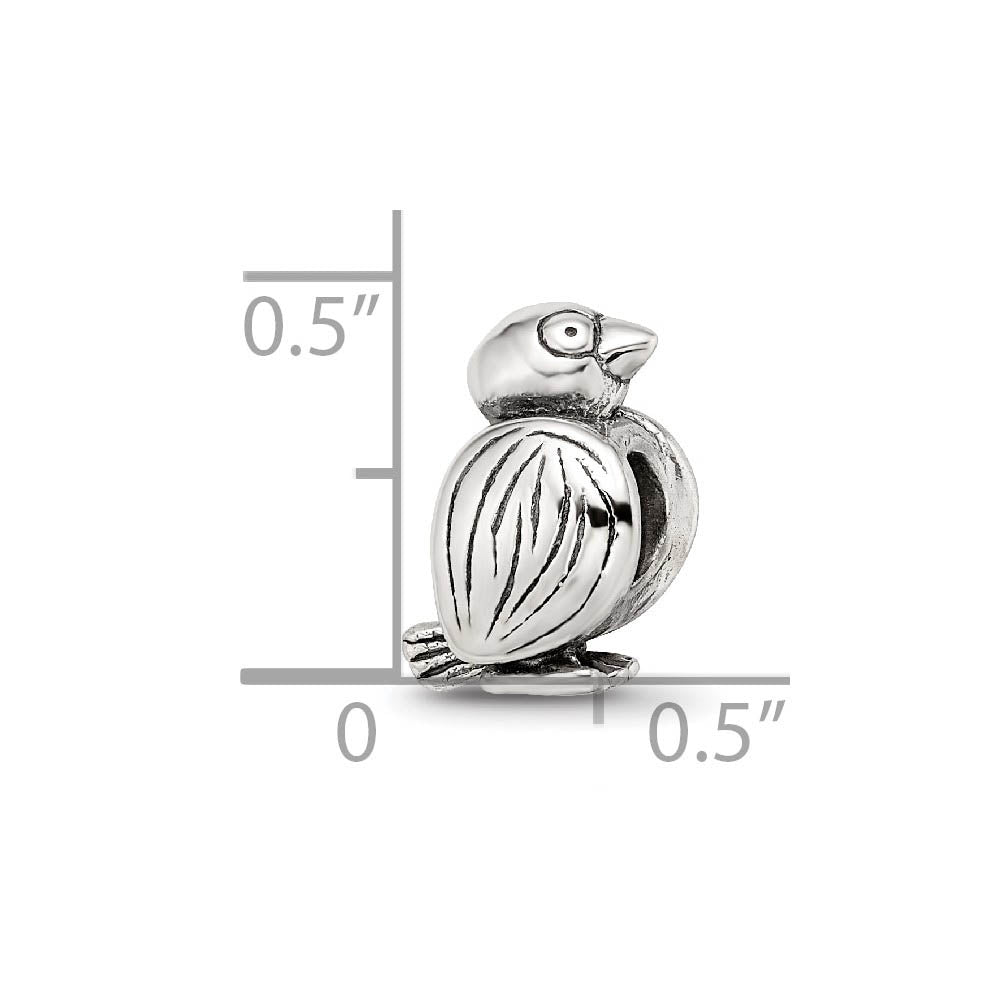 Alternate view of the Sterling Silver Bird Bead Charm by The Black Bow Jewelry Co.