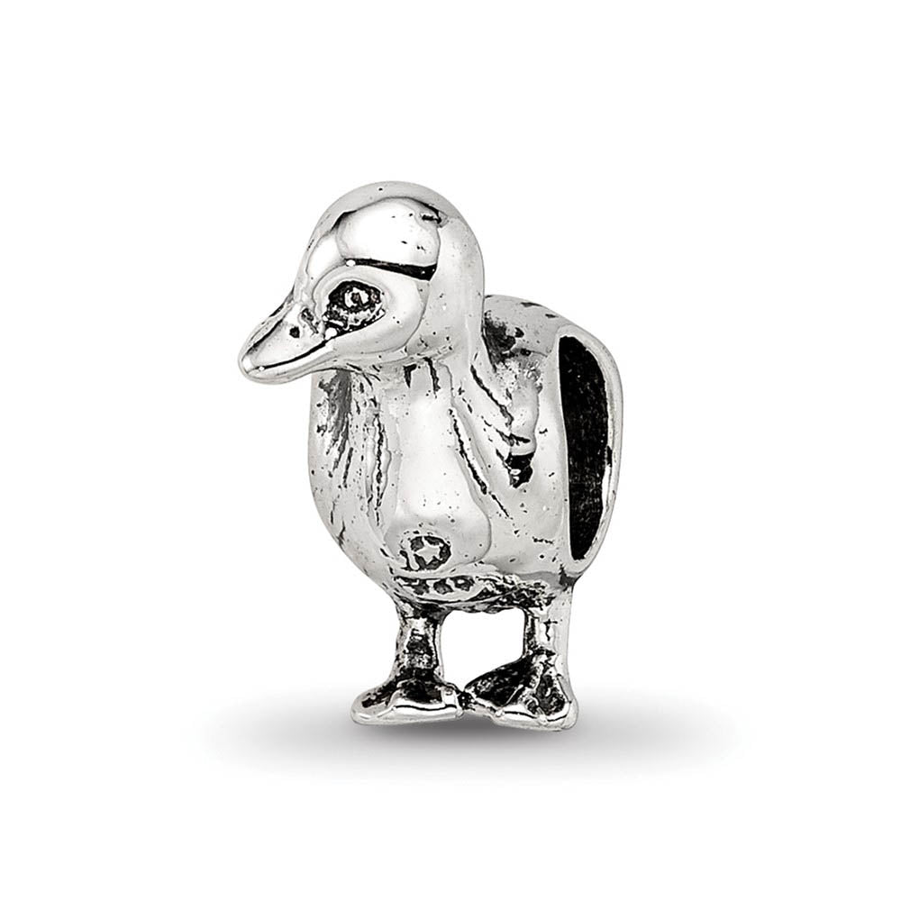 Sterling Silver Standing Duck Bead Charm, Item B8886 by The Black Bow Jewelry Co.