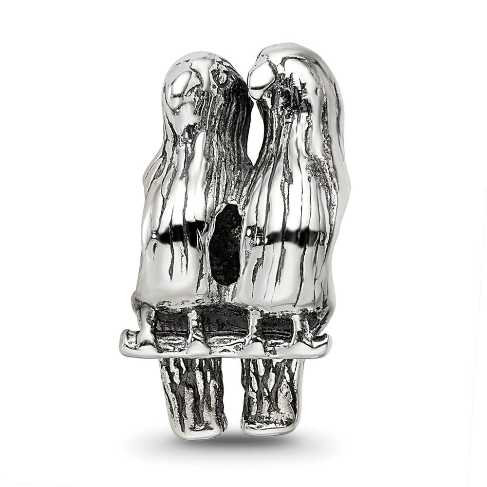 Alternate view of the Sterling Silver Lovebirds Bead Charm by The Black Bow Jewelry Co.