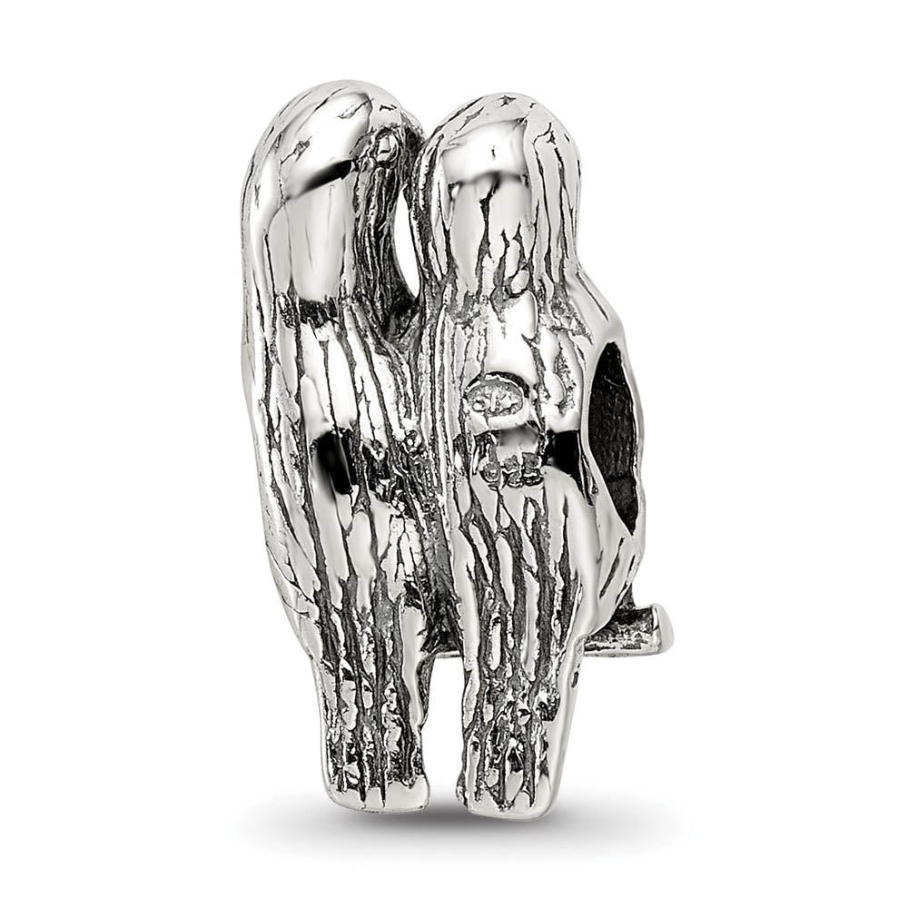 Alternate view of the Sterling Silver Lovebirds Bead Charm by The Black Bow Jewelry Co.