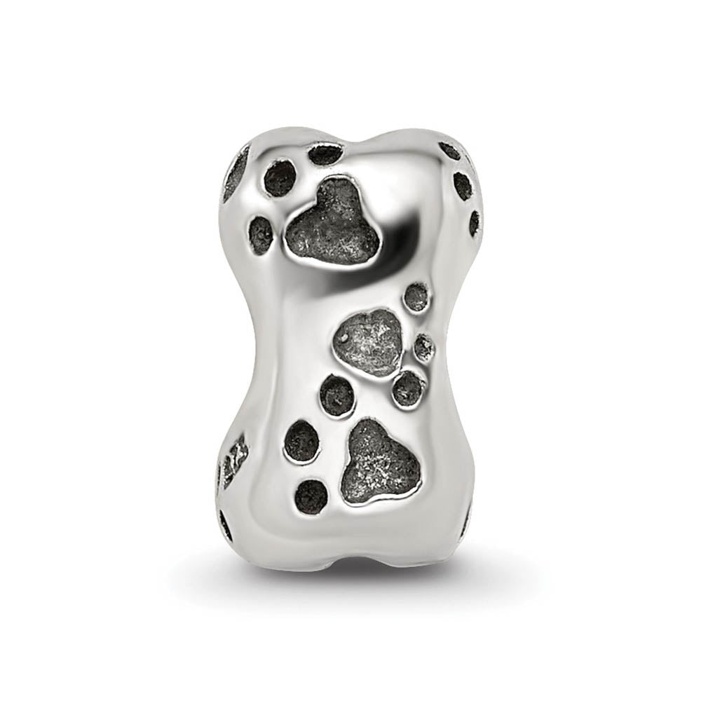 Alternate view of the Sterling Silver Dog Bone Bead Charm by The Black Bow Jewelry Co.