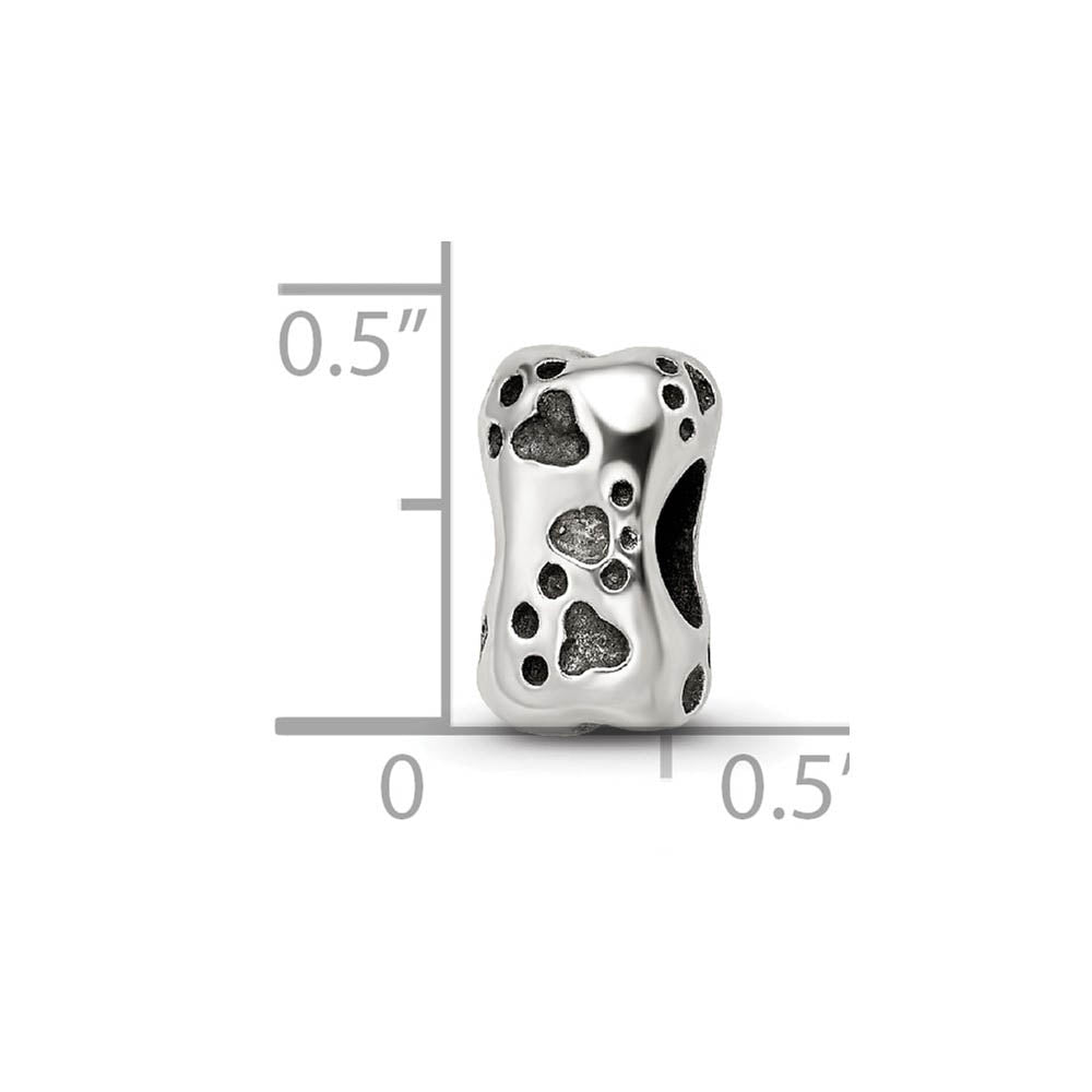 Alternate view of the Sterling Silver Dog Bone Bead Charm by The Black Bow Jewelry Co.