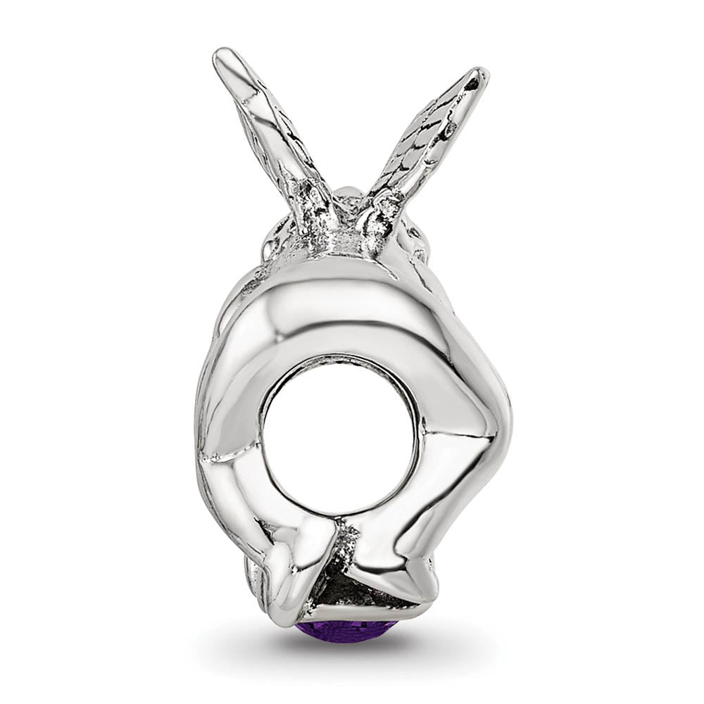 Alternate view of the Sterling Silver February CZ Birthstone, Angel Bead Charm by The Black Bow Jewelry Co.