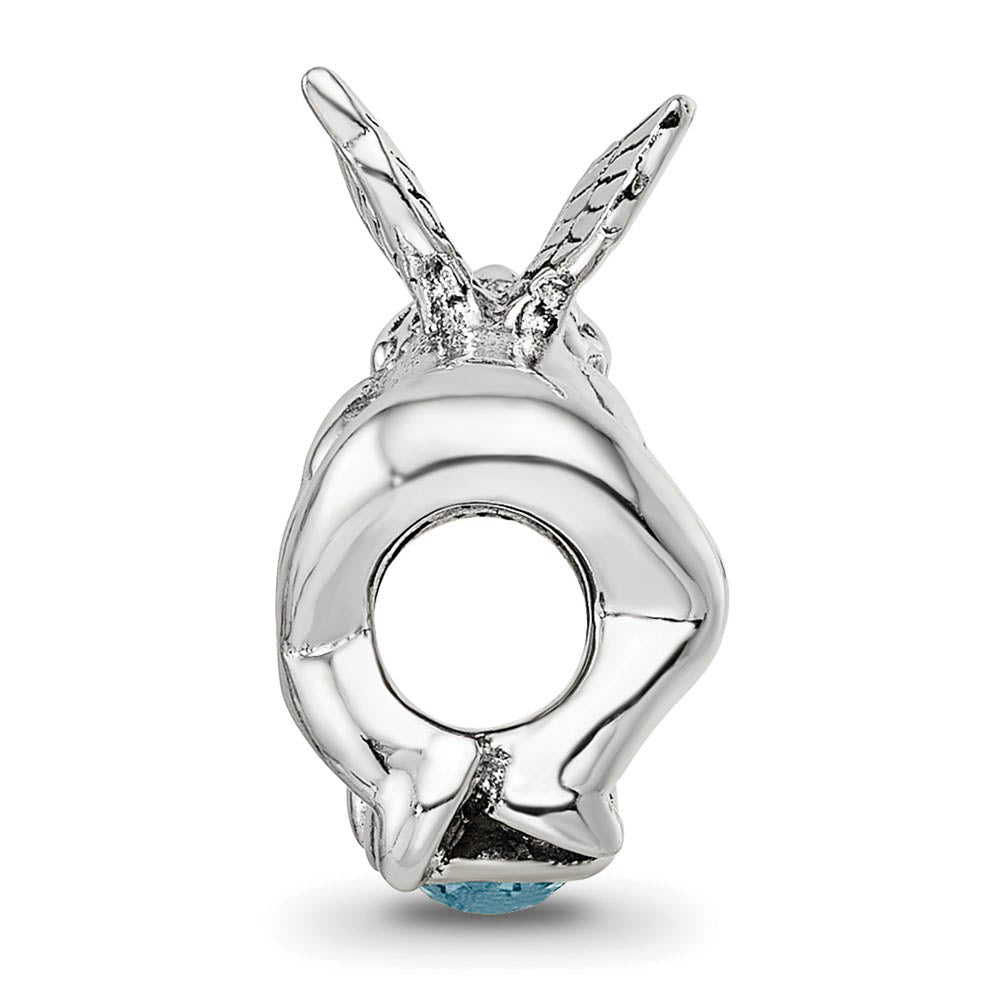 Alternate view of the Sterling Silver March CZ Birthstone, Angel Bead Charm by The Black Bow Jewelry Co.