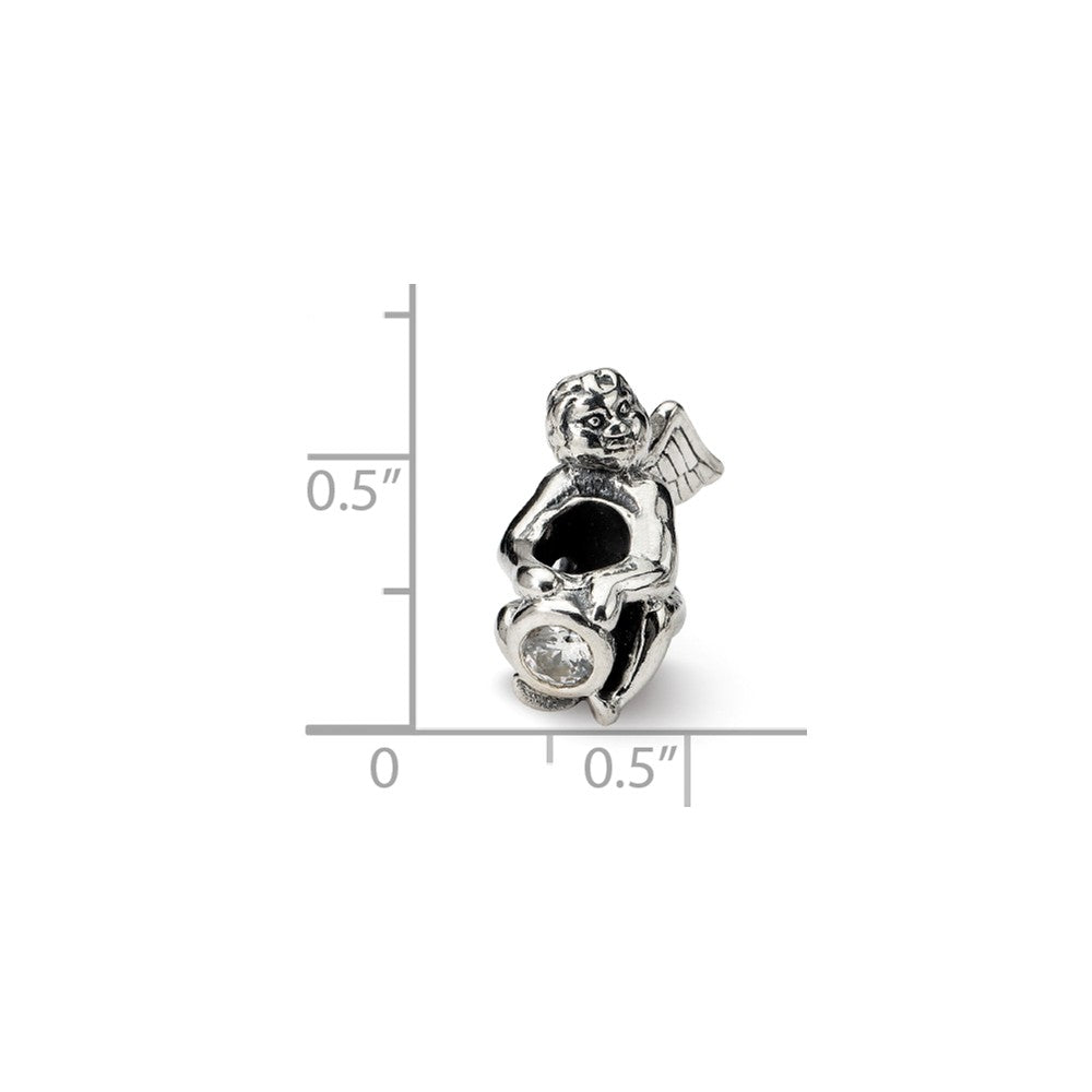 Alternate view of the Sterling Silver April CZ Birthstone, Angel Bead Charm by The Black Bow Jewelry Co.