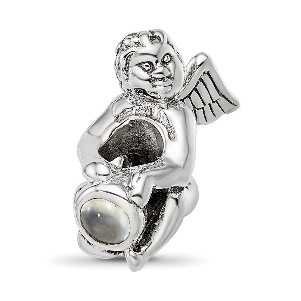 Sterling Silver June CZ Birthstone, Angel Bead Charm, Item B8901 by The Black Bow Jewelry Co.