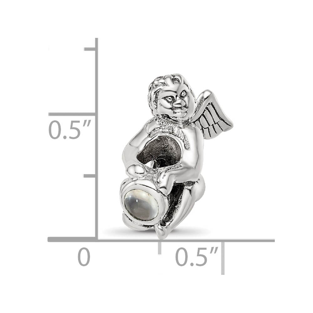Alternate view of the Sterling Silver June CZ Birthstone, Angel Bead Charm by The Black Bow Jewelry Co.