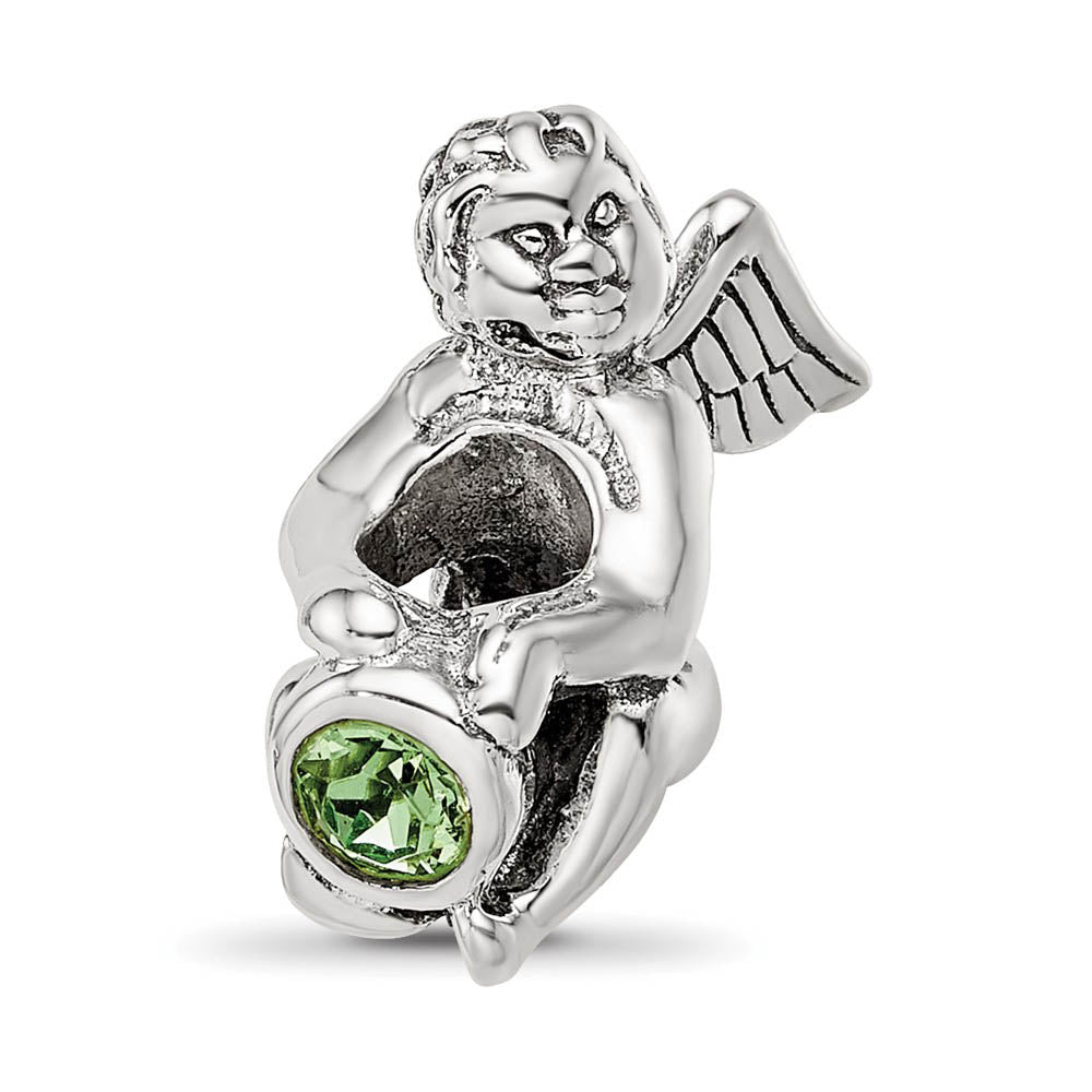 Sterling Silver August CZ Birthstone, Angel Bead Charm, Item B8903 by The Black Bow Jewelry Co.