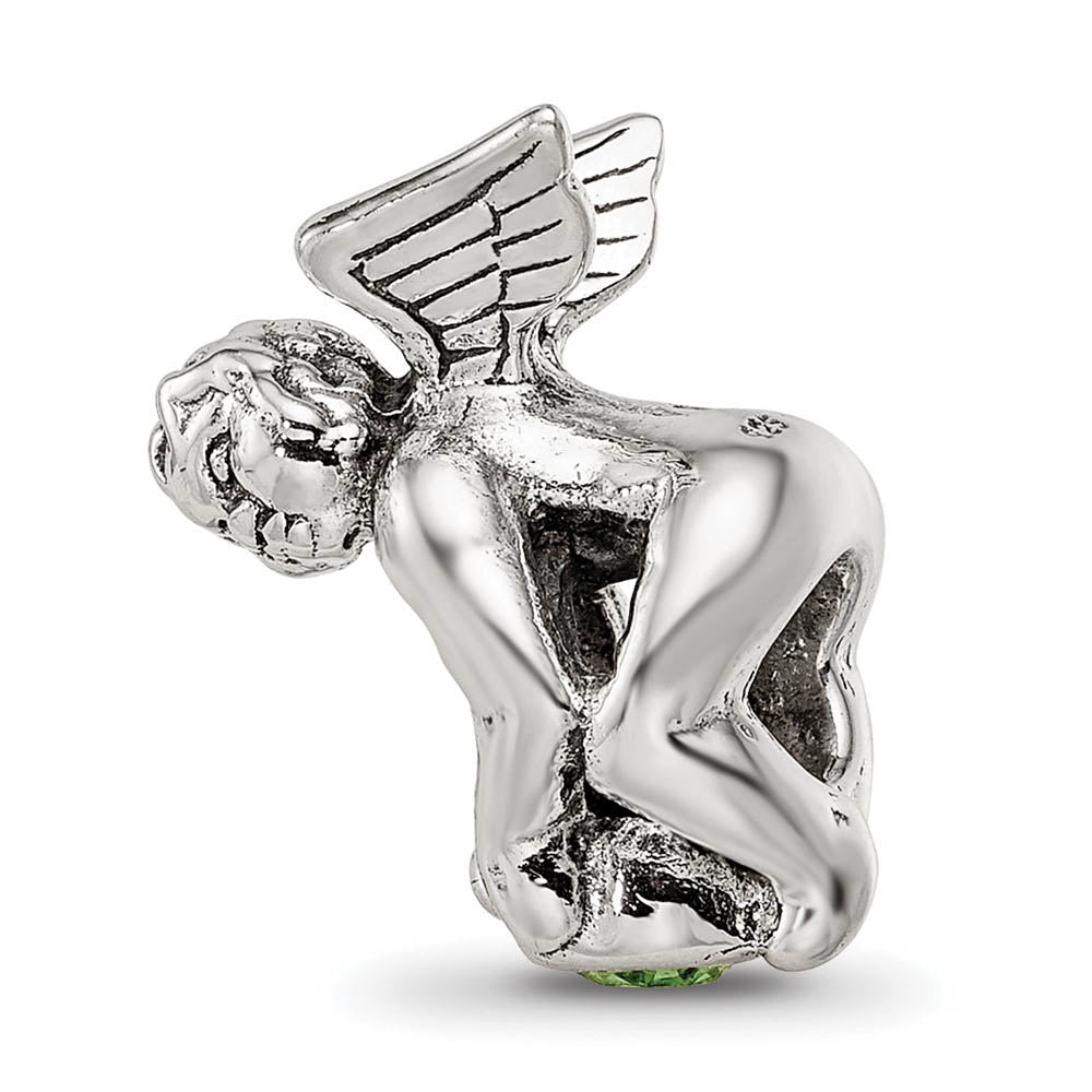 Alternate view of the Sterling Silver August CZ Birthstone, Angel Bead Charm by The Black Bow Jewelry Co.