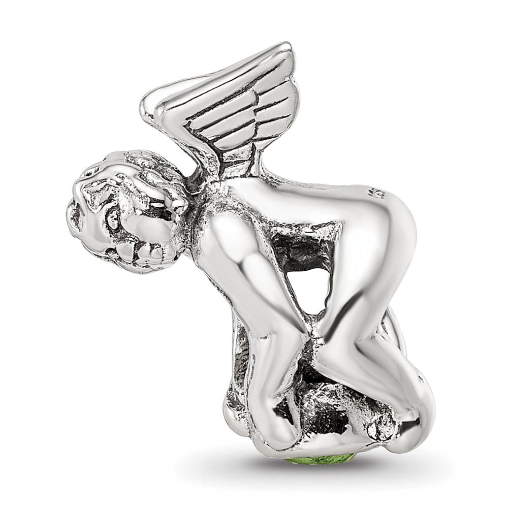 Alternate view of the Sterling Silver August CZ Birthstone, Angel Bead Charm by The Black Bow Jewelry Co.
