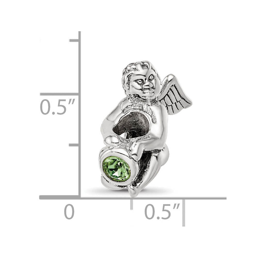 Alternate view of the Sterling Silver August CZ Birthstone, Angel Bead Charm by The Black Bow Jewelry Co.