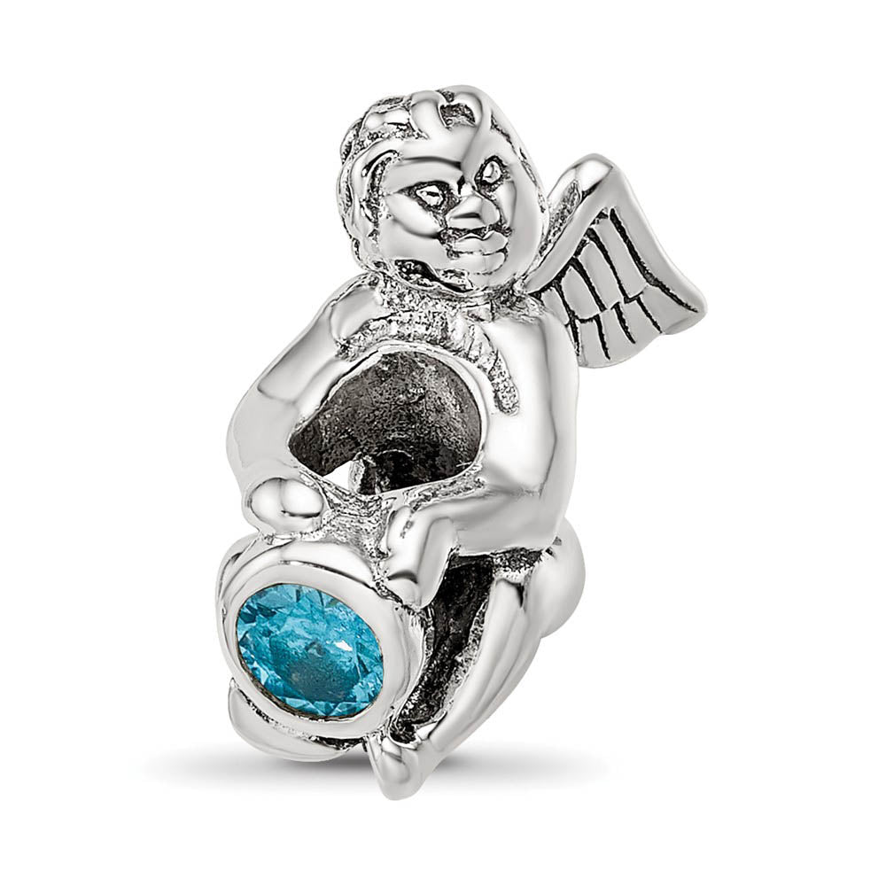 Sterling Silver December CZ Birthstone, Angel Bead Charm, Item B8907 by The Black Bow Jewelry Co.
