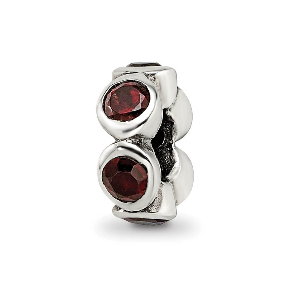 Sterling Silver and Red CZ, Six-Stone Bead Charm, Item B8912 by The Black Bow Jewelry Co.