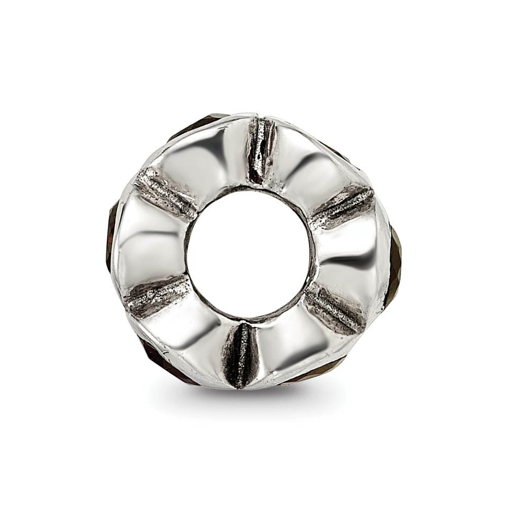 Alternate view of the Sterling Silver and Red CZ, Six-Stone Bead Charm by The Black Bow Jewelry Co.