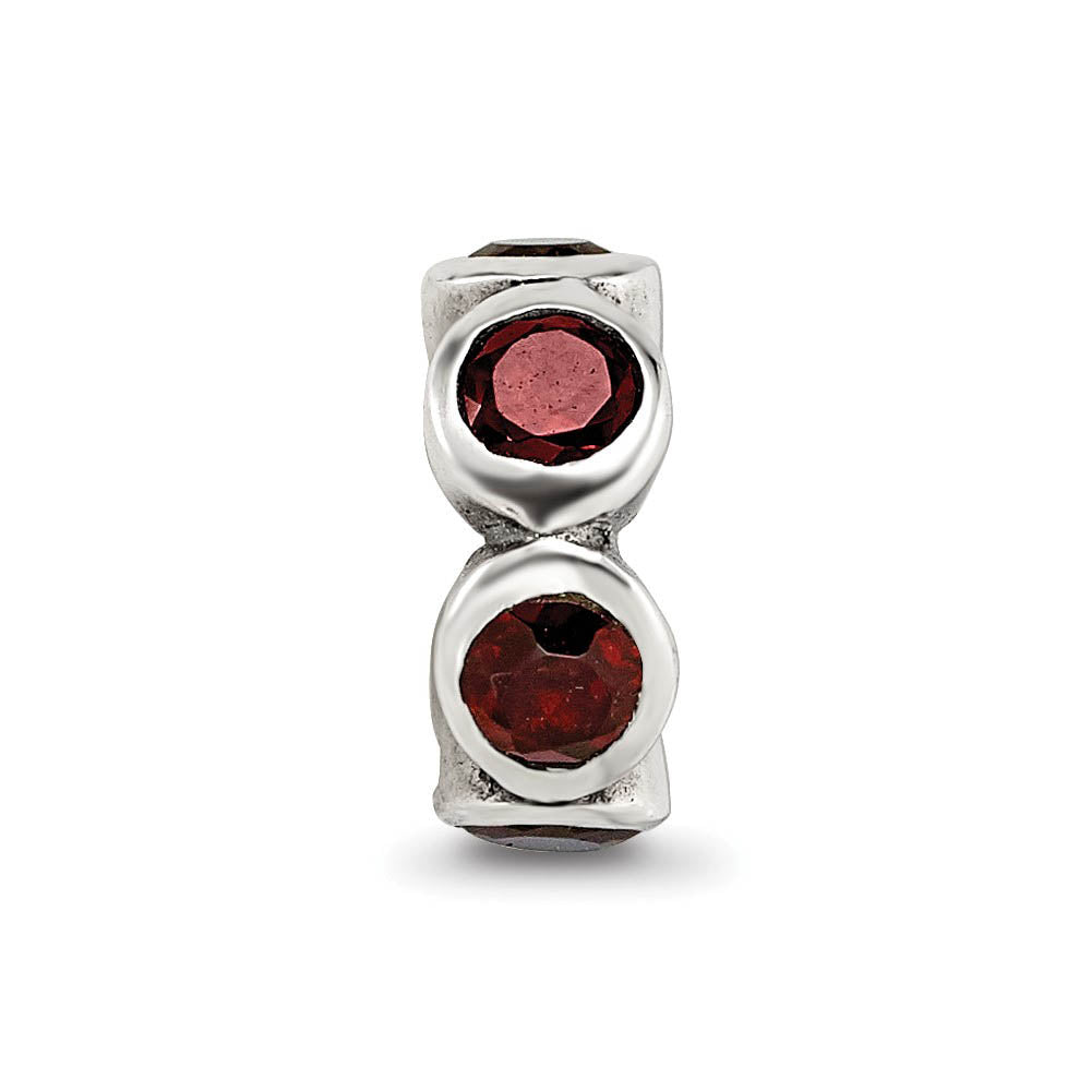 Alternate view of the Sterling Silver and Red CZ, Six-Stone Bead Charm by The Black Bow Jewelry Co.