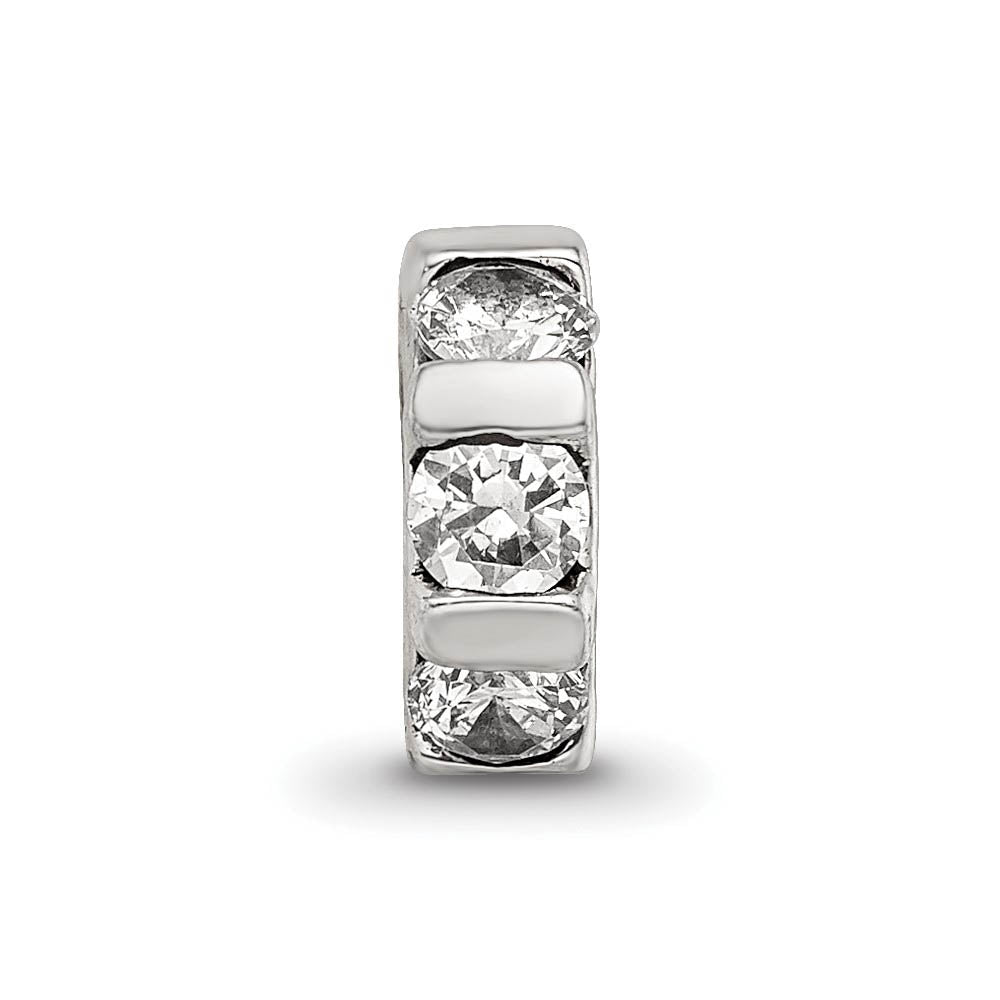 Alternate view of the Sterling Silver, Clear CZ, Wheel Pattern Bead Charm by The Black Bow Jewelry Co.
