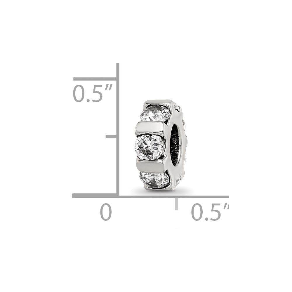 Alternate view of the Sterling Silver, Clear CZ, Wheel Pattern Bead Charm by The Black Bow Jewelry Co.
