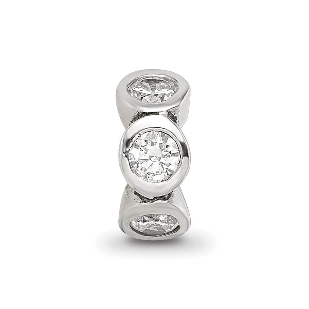 Alternate view of the Sterling Silver and Clear CZ, Six-Stone Bead Charm by The Black Bow Jewelry Co.