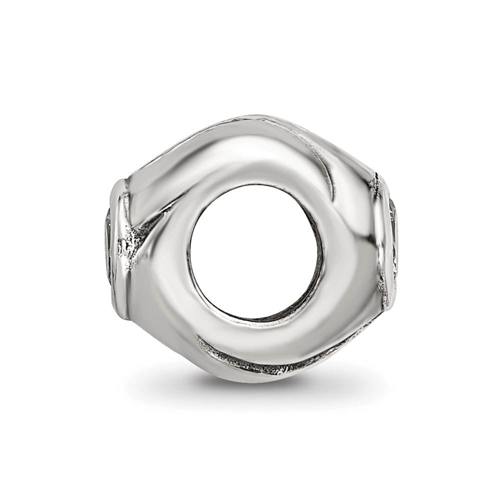 Alternate view of the Sterling Silver and Clear CZ, Two-Stone Bead Charm by The Black Bow Jewelry Co.