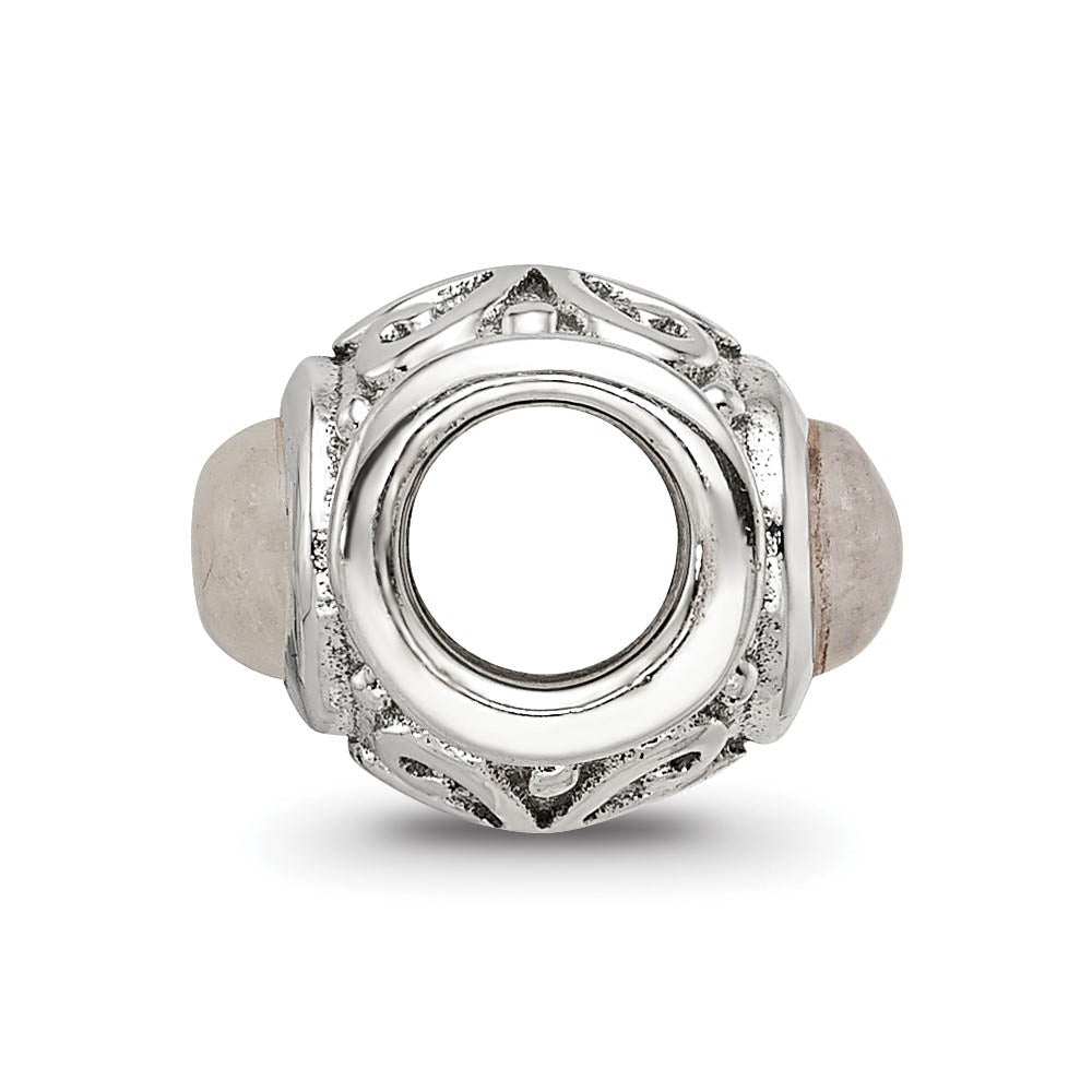 Alternate view of the Sterling Silver and Iridescent CZ, Barrel Bead Charm by The Black Bow Jewelry Co.