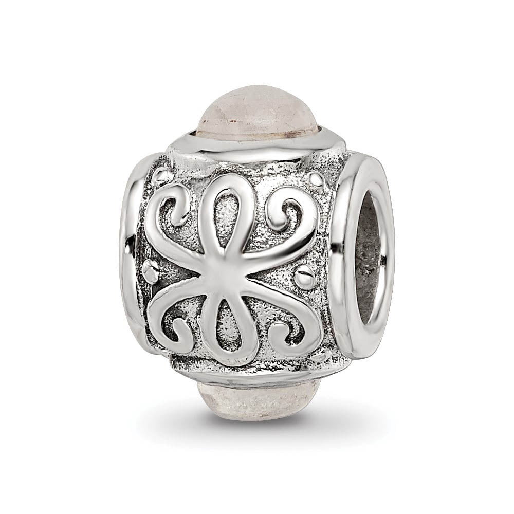 Alternate view of the Sterling Silver and Iridescent CZ, Barrel Bead Charm by The Black Bow Jewelry Co.