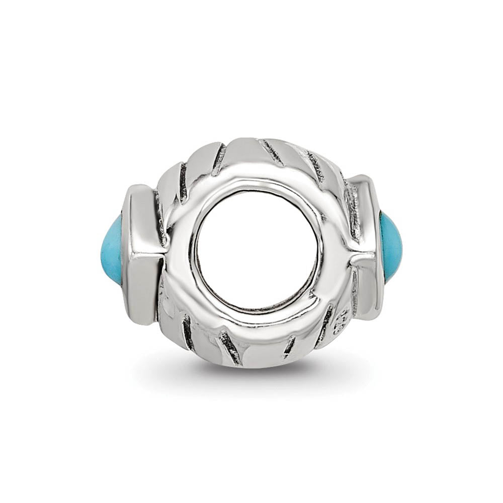 Alternate view of the Sterling Silver and Blue Green CZ Bead Charm by The Black Bow Jewelry Co.