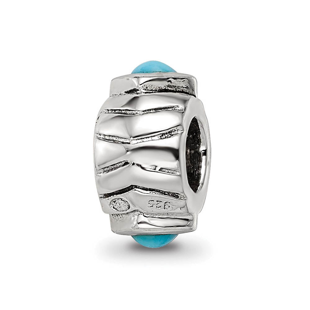 Alternate view of the Sterling Silver and Blue Green CZ Bead Charm by The Black Bow Jewelry Co.