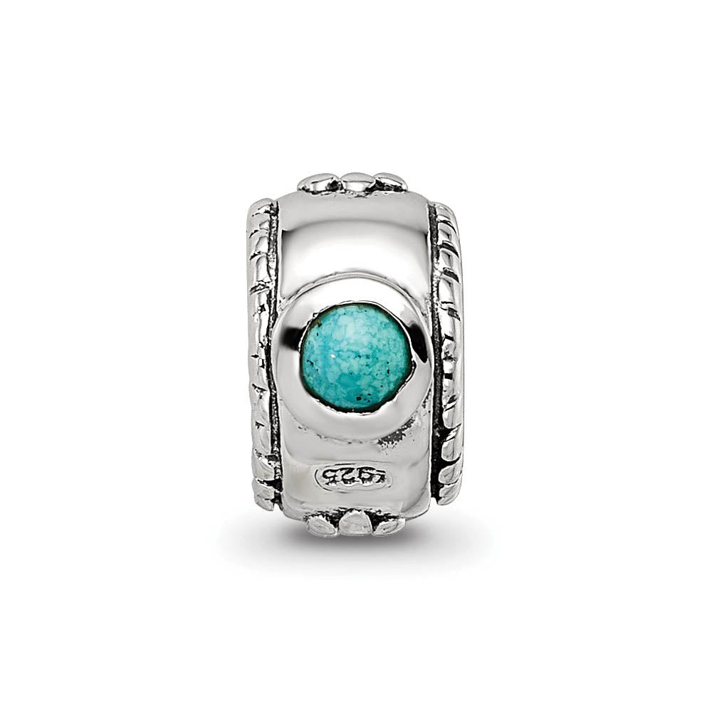 Alternate view of the Blue-Green CZ, Two-Stone Sterling Silver Bead Charm by The Black Bow Jewelry Co.