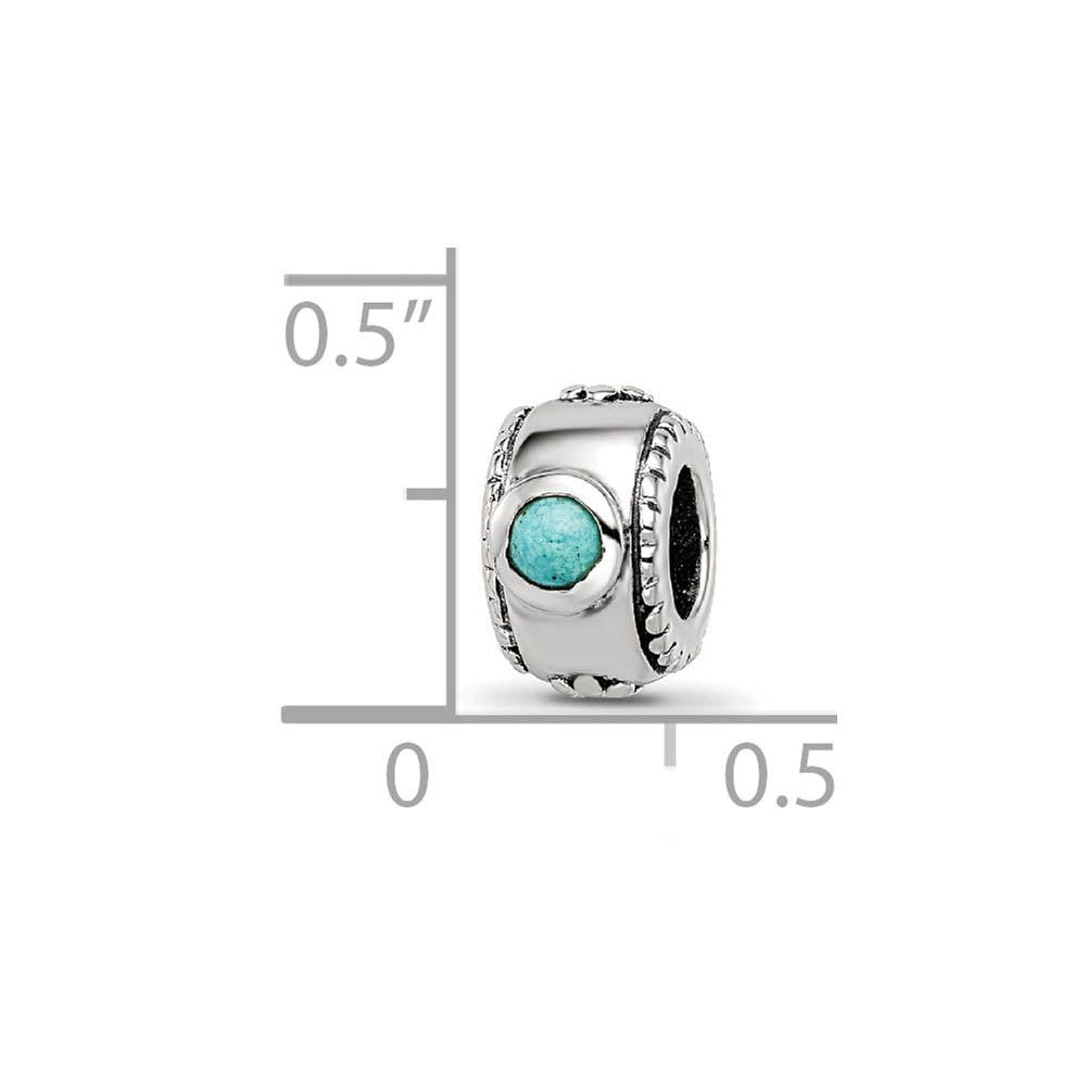 Alternate view of the Blue-Green CZ, Two-Stone Sterling Silver Bead Charm by The Black Bow Jewelry Co.
