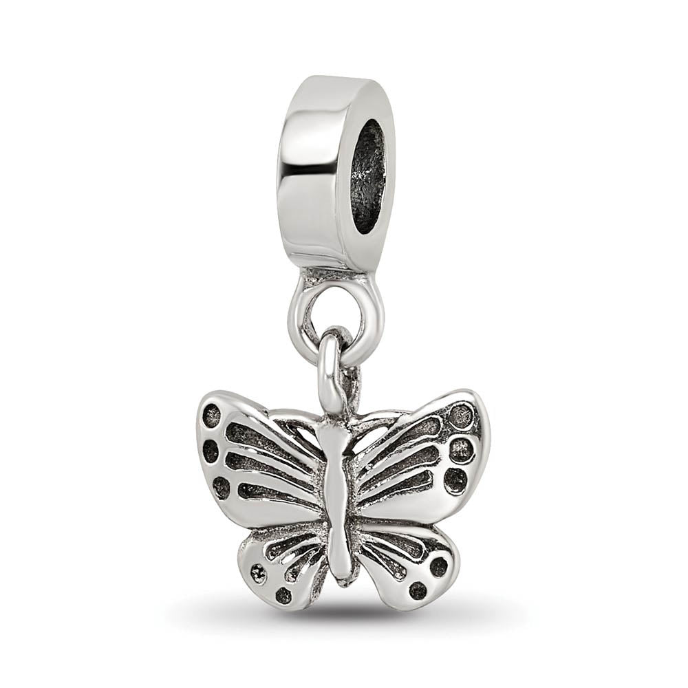 Sterling Silver Butterfly Dangle Bead Charm, Item B8973 by The Black Bow Jewelry Co.