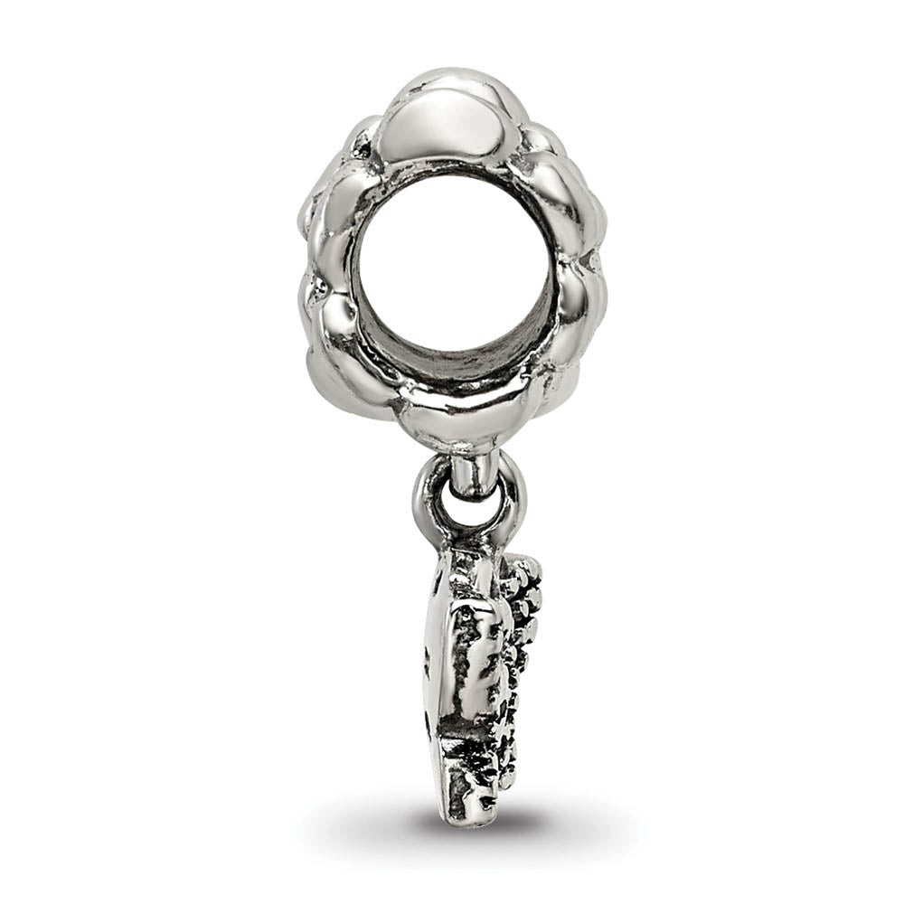 Alternate view of the Antiqued Sterling Silver Butterfly Dangle Bead Charm by The Black Bow Jewelry Co.