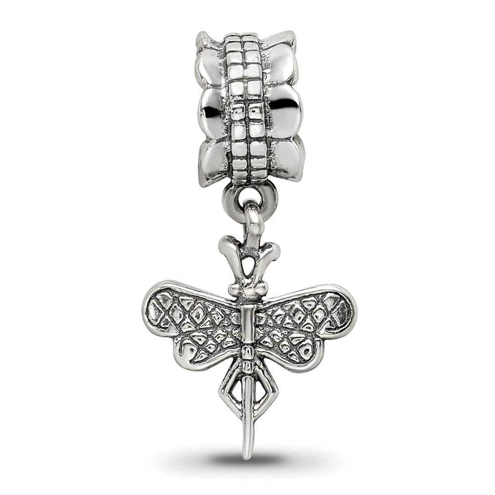 Alternate view of the Sterling Silver Dragonfly Dangle Bead Charm by The Black Bow Jewelry Co.