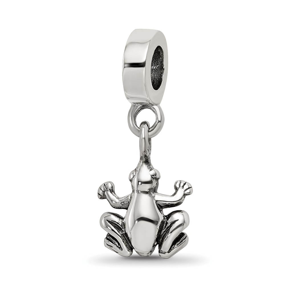 Sterling Silver Frog Dangle Bead Charm, Item B8977 by The Black Bow Jewelry Co.