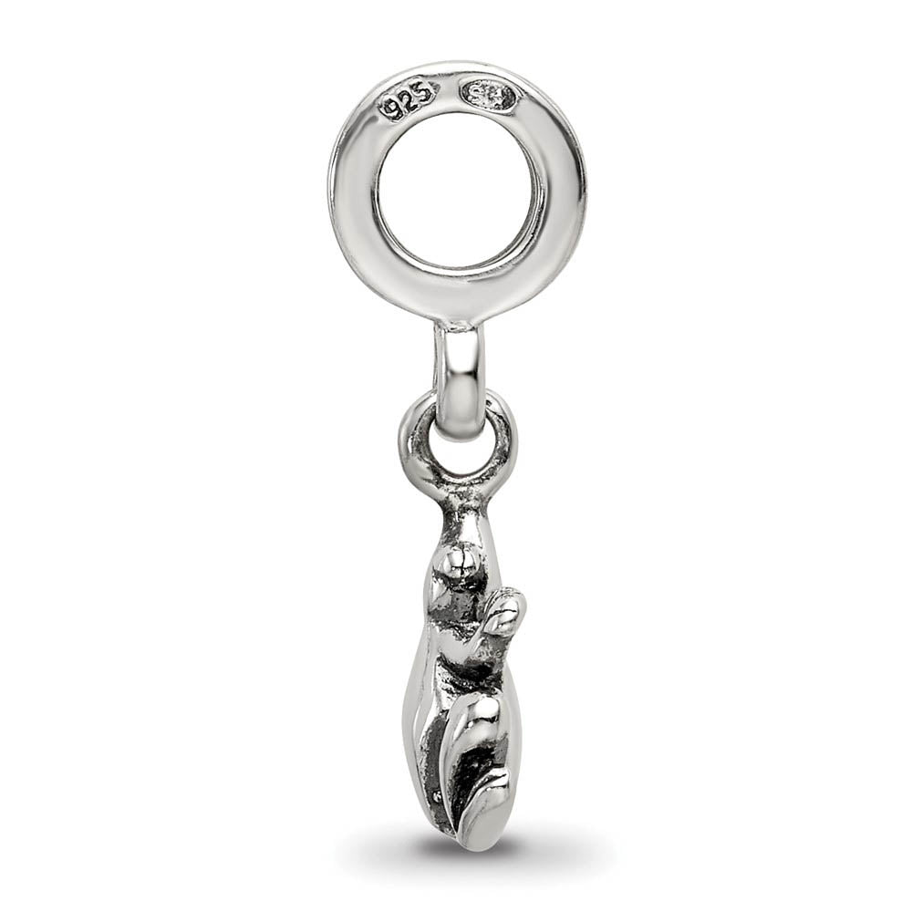 Alternate view of the Sterling Silver Frog Dangle Bead Charm by The Black Bow Jewelry Co.
